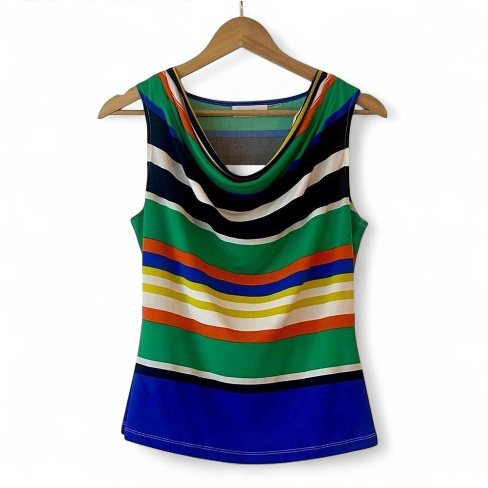 🦜 Calvin Klein colorful striped cowl neck sleeveless top
